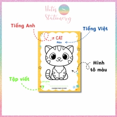 [HOTIS] Bộ 20 thẻ A5 học từ vựng Tiếng Anh kèm tranh tô màu cho bé từ 3 -  6 tuổi giúp ghi nhớ từ qua hình ảnh