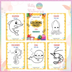 [HOTIS] Bộ 20 thẻ A5 học từ vựng Tiếng Anh kèm tranh tô màu cho bé từ 3 -  6 tuổi giúp ghi nhớ từ qua hình ảnh