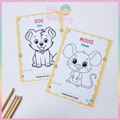 [HOTIS] Bộ 20 thẻ A5 học từ vựng Tiếng Anh kèm tranh tô màu cho bé từ 3 -  6 tuổi giúp ghi nhớ từ qua hình ảnh