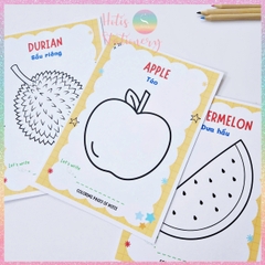 [HOTIS] Bộ 20 thẻ A5 học từ vựng Tiếng Anh kèm tranh tô màu cho bé từ 3 -  6 tuổi giúp ghi nhớ từ qua hình ảnh