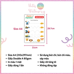 [HOTIS] Bé làm quen các nét cơ bản, bộ học liệu Montessori 20 tờ tô nét đứt cho bé, giấy A4 in màu