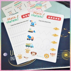 [HOTIS] Bé làm quen các nét cơ bản, bộ học liệu Montessori 20 tờ tô nét đứt cho bé, giấy A4 in màu