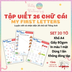 [HOTIS] Bé làm quen 26 chữ cái Tiếng Anh, bộ học liệu Montessori 20 tờ cho bé, giấy A4 in màu