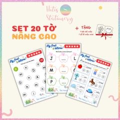[HOTIS] Bé làm quen 26 chữ cái Tiếng Anh, bộ học liệu Montessori 20 tờ cho bé, giấy A4 in màu