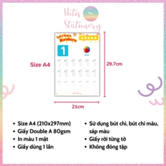 [HOTIS] Bé làm quen số đếm 1-10, bộ học liệu Montessori 20 tờ học toán cho bé, giấy A4 in màu