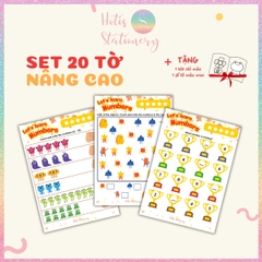 [HOTIS] Bé làm quen số đếm 1-10, bộ học liệu Montessori 20 tờ học toán cho bé, giấy A4 in màu