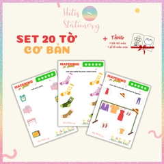 [HOTIS] Chơi nối hình tăng khả năng tư duy cho bé, bộ học liệu Montessori Tiếng Anh 20 tờ, giấy A4 in màu