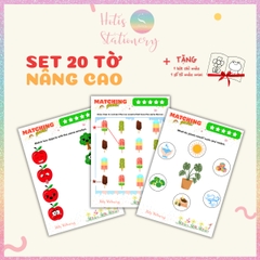 [HOTIS] Chơi nối hình tăng khả năng tư duy cho bé, bộ học liệu Montessori Tiếng Anh 20 tờ, giấy A4 in màu