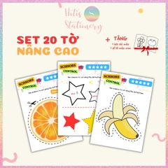 [HOTIS] Bé tập dùng kéo cắt dán giấy, tăng độ linh hoạt đôi tay, bộ học liệu Montessori Tiếng Anh 20 tờ, giấy A4 in màu