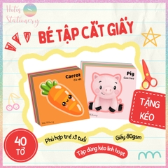 [HOTIS] Set 40 tờ bé làm quen cách cầm kéo tập cắt giấy và học từ vựng Tiếng Anh, đồ chơi phát triển kỹ năng