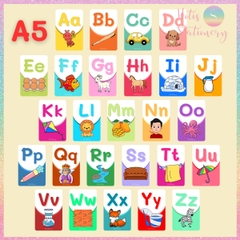 [HOTIS] Bộ 26 thẻ flashcard A6 / A5 chữ cái Tiếng Anh dạy bé nhận biết chữ in chữ thường giáo cụ dạy học
