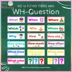 [HOTIS] Bộ 16 Thẻ Từ Hỏi Tiếng Anh WH-Question Dán Bảng - Giáo Cụ Dạy Học Tiểu Học, Chất Liệu Bìa Cứng Ép Nhựa