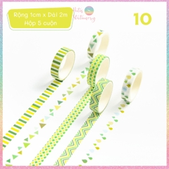 [HOTIS] Hộp 5 cuộn washi tape có hoa văn đa dạng - Rộng 1cm, Dài 2m
