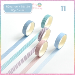 [HOTIS] Hộp 5 cuộn washi tape có hoa văn đa dạng - Rộng 1cm, Dài 2m