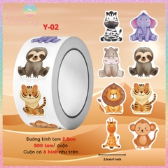 [HOTIS] Cuộn 500 tem sticker hoạt hình cute, tem dán trang trí, nhãn dán khen thưởng học sinh tạo động lực