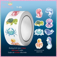 [HOTIS] Cuộn 500 tem sticker hoạt hình cute, tem dán trang trí, nhãn dán khen thưởng học sinh tạo động lực