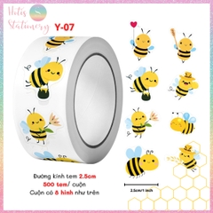 [HOTIS] Cuộn 500 tem sticker hoạt hình cute, tem dán trang trí, nhãn dán khen thưởng học sinh tạo động lực