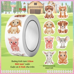 [HOTIS] Cuộn 500 tem sticker hoạt hình cute, tem dán trang trí, nhãn dán khen thưởng học sinh tạo động lực