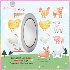 [HOTIS] Cuộn 500 tem sticker hoạt hình cute, tem dán trang trí, nhãn dán khen thưởng học sinh tạo động lực