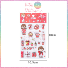 [HOTIS] Set 4 tấm sticker cô bé cute trang trí sổ tay, bàn học - 18x10.5cm