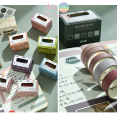 Hộp 5 cuộn washi tape màu trơn dài 2m