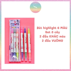 [HOTIS] Bút highlight dạ quang 2 đầu - Set 3/5/6