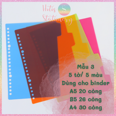 [HOTIS] Bìa phân trang nhiều màu - Phụ kiện sổ còng binder A5/ B5/ A4