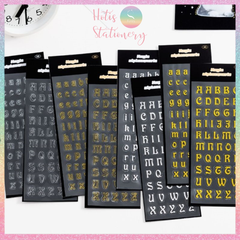 [HOTIS] Sticker chữ in hoa/ thường màu vàng bạc ánh kim trang trí sổ bullet journal