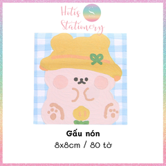 [HOTIS] [16 MẪU] Tệp 80 tờ giấy ghi chú tranh phong cảnh, giấy note hình thú đáng yêu - 8x8cm