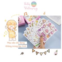 [HOTIS] 50 MẪU - Sticker dán sổ hoạt hình Colorful Dream - 50 tờ/ hộp