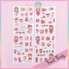 [HOTIS] Set 4 tấm sticker cô bé cute trang trí sổ tay, bàn học - 18x10.5cm
