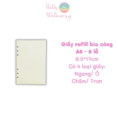 [HOTIS] Giấy refill bìa còng binder notebook A7/ A6/ A5/ B5/ A4