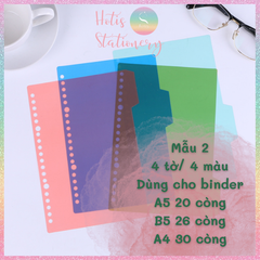 [HOTIS] Bìa phân trang nhiều màu - Phụ kiện sổ còng binder A5/ B5/ A4