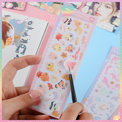 [HOTIS] [17 MẪU] Sticker trang trí card, toploader phong cách Hàn Quốc cán màng lấp lánh