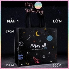 [HOTIS] Túi quà tặng hành tinh đen huyền bí có quai xách và tặng kèm ruy băng thắc nơ