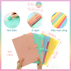 [HOTIS] 18 màu - File đựng tài liệu A4 - 5 ngăn phân trang - File lưu trữ tài liệu, giấy tờ, hồ sơ