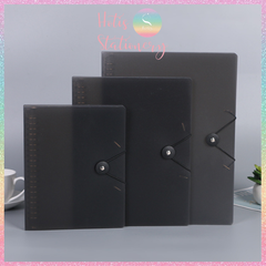 [HOTIS] Bìa còng sắt có dây chun nút cài - Binder A5/ B5/ A4 - 2 màu Trắng/ Đen