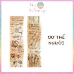 [HOTIS] Cuộn băng dán washi tape retro Âu Mỹ trang trí sổ, bullet journal - Dài 3m, Rộng 5cm