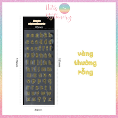 [HOTIS] Sticker chữ in hoa/ thường màu vàng bạc ánh kim trang trí sổ bullet journal