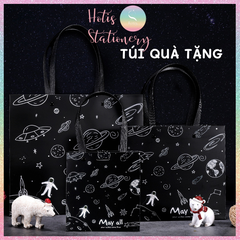 [HOTIS] Túi quà tặng hành tinh đen huyền bí có quai xách và tặng kèm ruy băng thắc nơ