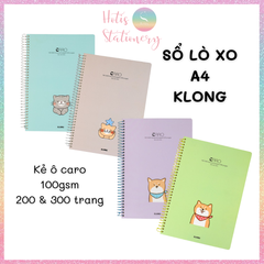 [HOTIS] Sổ lò xo đơn Caro A4 KLong 100gsm - 200/ 300 trang - MS590 & MS591