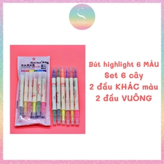 [HOTIS] Bút highlight dạ quang 2 đầu - Set 3/5/6