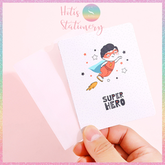 [HOTIS] Thiệp giấy mini gấp gọn kèm bao giấy can - 10 x 8cm - 12 mẫu