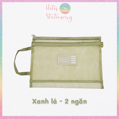 [HOTIS] Túi lưới đựng tài liệu khổ A4 màu Morandi, xuyên thấu, có khóa kéo, siêu tiện lợi