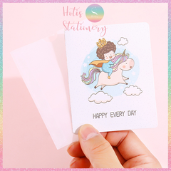 [HOTIS] Thiệp giấy mini gấp gọn kèm bao giấy can - 10 x 8cm - 12 mẫu