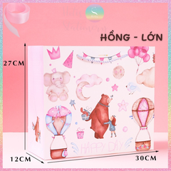 [HOTIS] Túi quà tặng Happy Day hoạt hình cute - Tặng kèm ruy băng thắc nơ