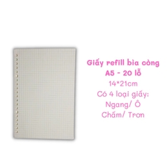 [HOTIS] Giấy refill bìa còng binder notebook A7/ A6/ A5/ B5/ A4