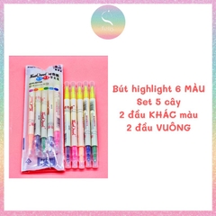 [HOTIS] Bút highlight dạ quang 2 đầu - Set 3/5/6