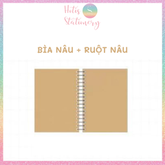 [HOTIS] Sổ lò xo bìa cứng kraft nâu đen - Khổ B5/ A5/ 32K - 50 tờ - 80gsm