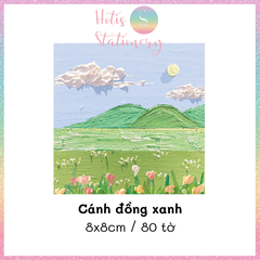 [HOTIS] [16 MẪU] Tệp 80 tờ giấy ghi chú tranh phong cảnh, giấy note hình thú đáng yêu - 8x8cm